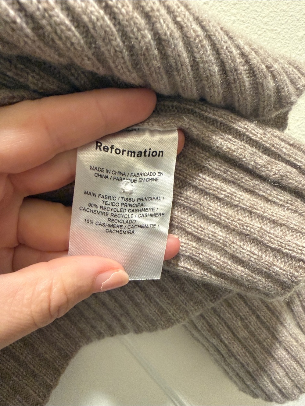 Reformation Taupe Ribbed Button-Front Cardigan - Picture 4 of 4